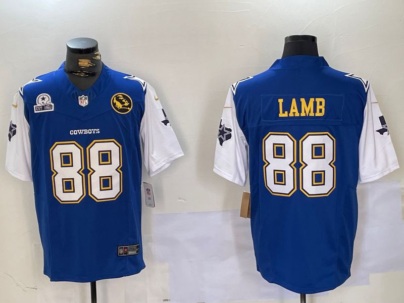 Men Dallas Cowboys 88 Lamb Blue five generations 2024 Nike Vapor Limited NFL Jersey style 2